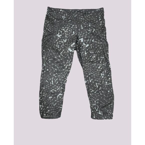 Lululemon Leggings Run Top Speed Crop Star Crushed Coal Black Luxtreme Size 4 - Picture 1 of 6